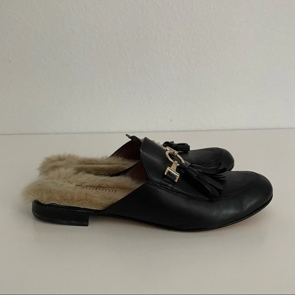 Summit White Mountain Abelle Black Faux Fur Leather Mules Women’s Size 6 - Picture 6 of 10
